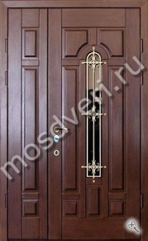 Двустворчатая дверь из массива дуба с коваными элементами - купить от производителя Мосдвери Двустворчатая дверь из массива дуба с коваными элементами